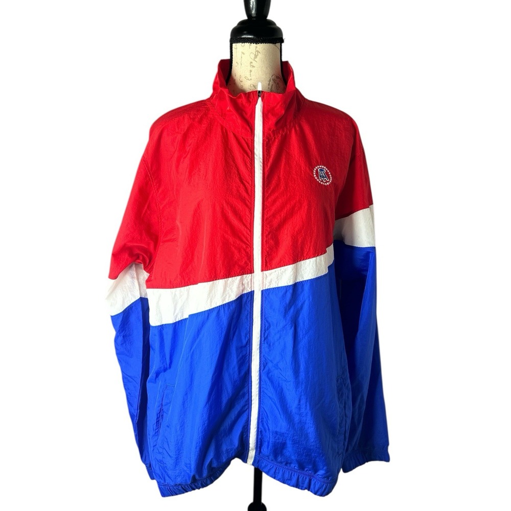 Barstool‎ Sports Red White Blue Retro Full-Zip Nylon Windbreaker Jacket X-large